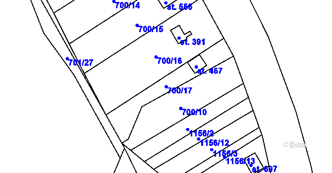 Parcela st. 700/17 v KÚ Černovír, Katastrální mapa