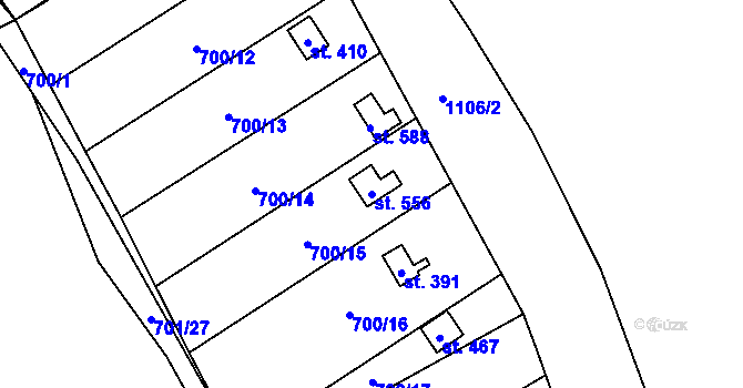 Parcela st. 556 v KÚ Černovír, Katastrální mapa