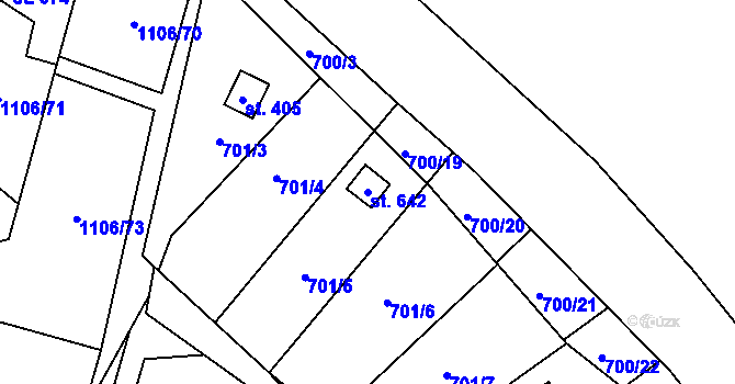 Parcela st. 642 v KÚ Černovír, Katastrální mapa