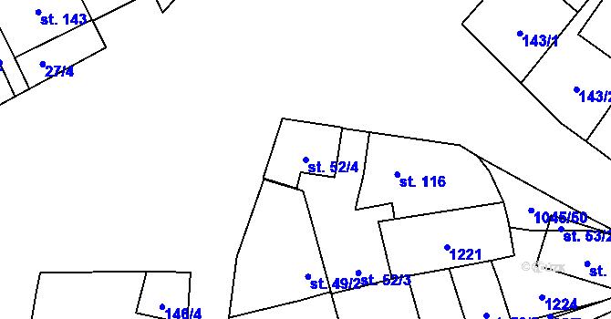 Parcela st. 52/4 v KÚ Černovír, Katastrální mapa