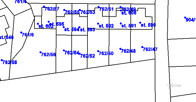 Parcela st. 762/50 v KÚ Černovír, Katastrální mapa