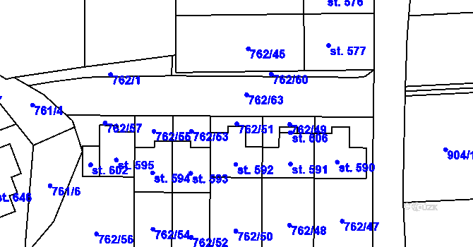 Parcela st. 762/51 v KÚ Černovír, Katastrální mapa