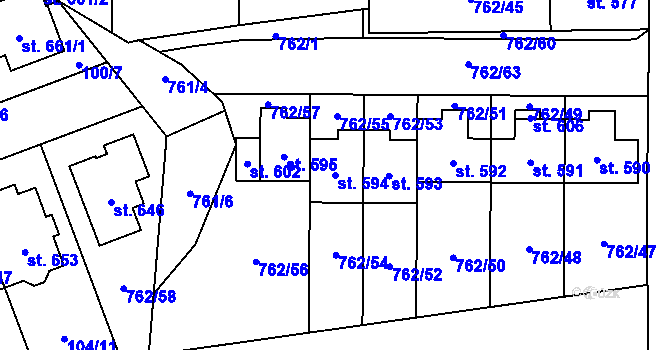 Parcela st. 594 v KÚ Černovír, Katastrální mapa