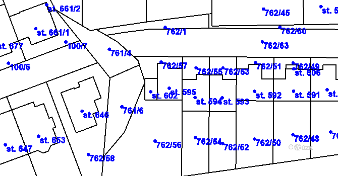 Parcela st. 595 v KÚ Černovír, Katastrální mapa