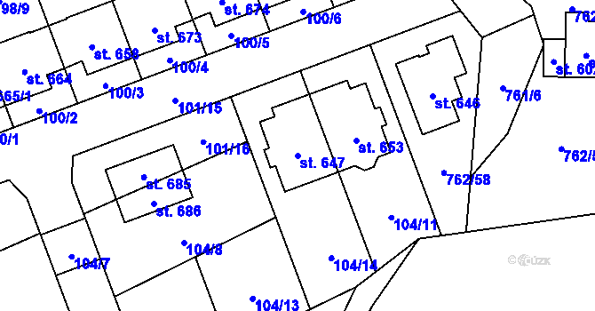 Parcela st. 647 v KÚ Černovír, Katastrální mapa