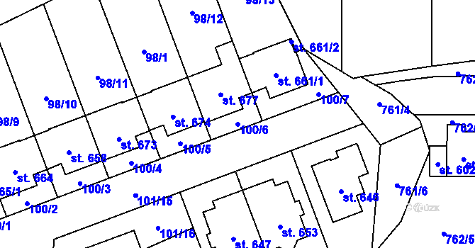 Parcela st. 100/6 v KÚ Černovír, Katastrální mapa