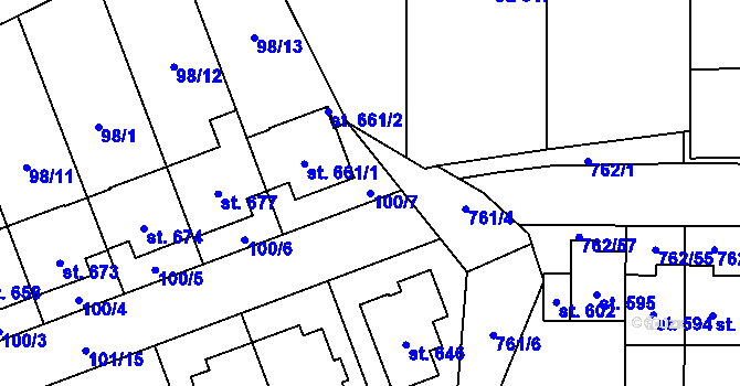 Parcela st. 100/7 v KÚ Černovír, Katastrální mapa