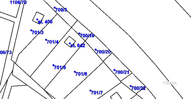 Parcela st. 700/20 v KÚ Černovír, Katastrální mapa