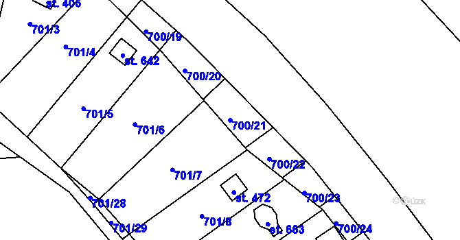 Parcela st. 700/21 v KÚ Černovír, Katastrální mapa