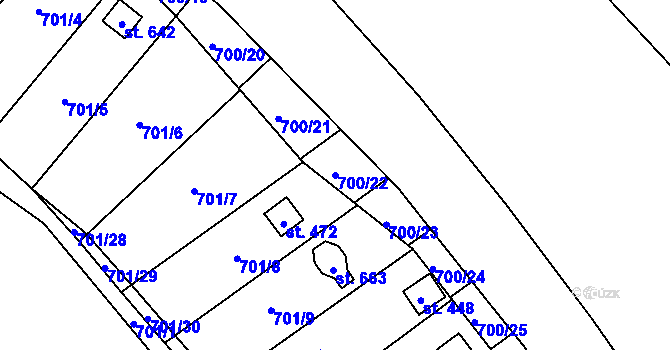 Parcela st. 700/22 v KÚ Černovír, Katastrální mapa