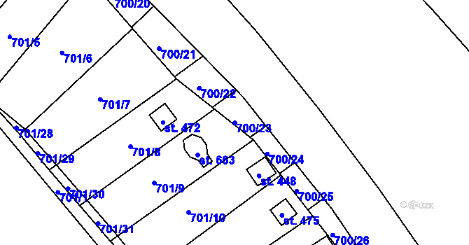 Parcela st. 700/23 v KÚ Černovír, Katastrální mapa