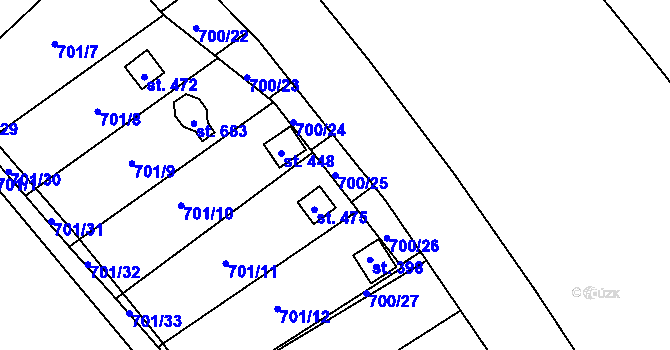 Parcela st. 700/25 v KÚ Černovír, Katastrální mapa