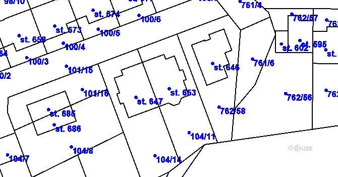 Parcela st. 653 v KÚ Černovír, Katastrální mapa