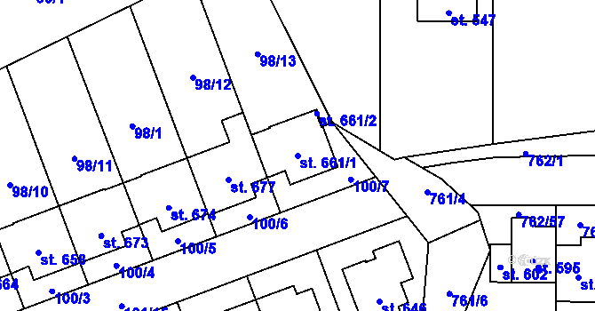 Parcela st. 661/1 v KÚ Černovír, Katastrální mapa