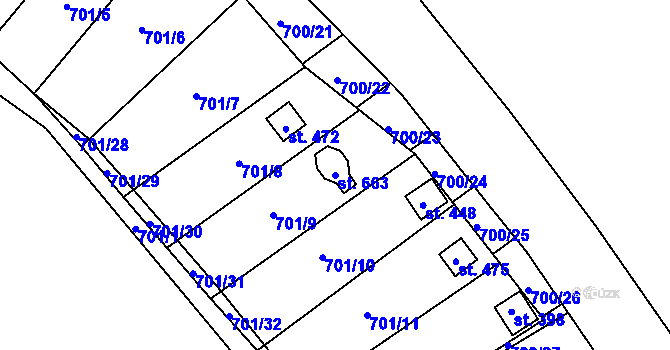 Parcela st. 663 v KÚ Černovír, Katastrální mapa