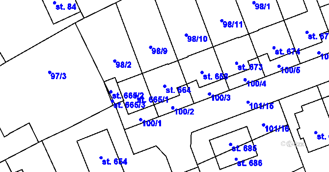 Parcela st. 664 v KÚ Černovír, Katastrální mapa