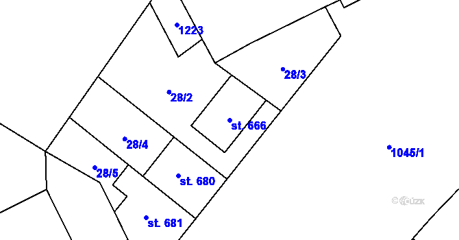 Parcela st. 666 v KÚ Černovír, Katastrální mapa