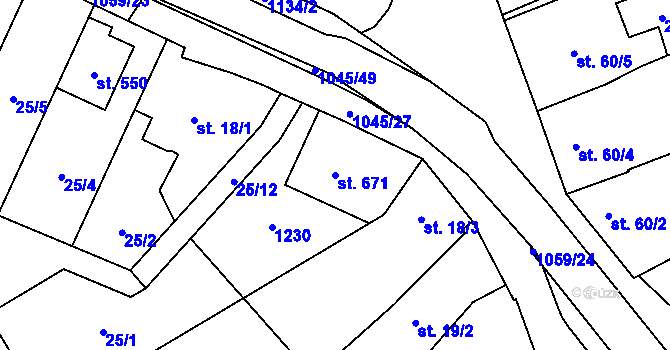 Parcela st. 671 v KÚ Černovír, Katastrální mapa