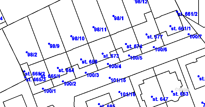 Parcela st. 673 v KÚ Černovír, Katastrální mapa
