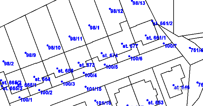Parcela st. 674 v KÚ Černovír, Katastrální mapa