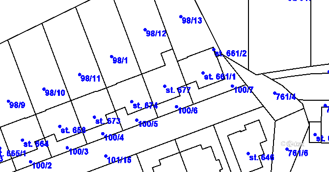 Parcela st. 677 v KÚ Černovír, Katastrální mapa