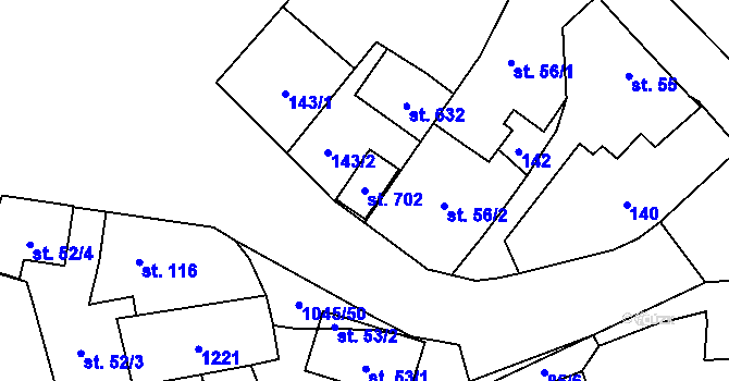 Parcela st. 702 v KÚ Černovír, Katastrální mapa