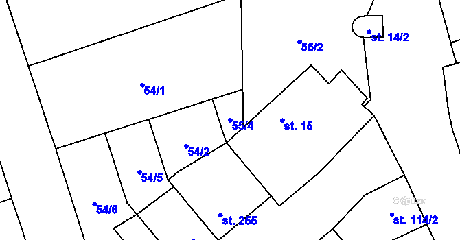 Parcela st. 55/4 v KÚ Černovír, Katastrální mapa
