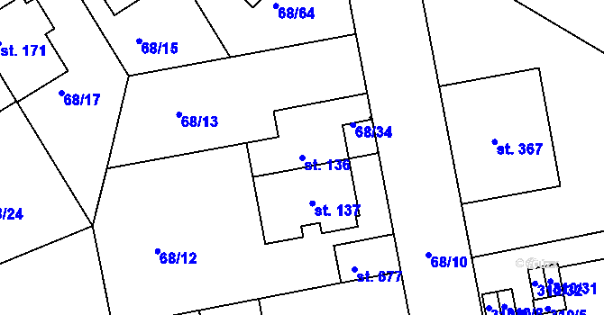 Parcela st. 136 v KÚ Lazce, Katastrální mapa