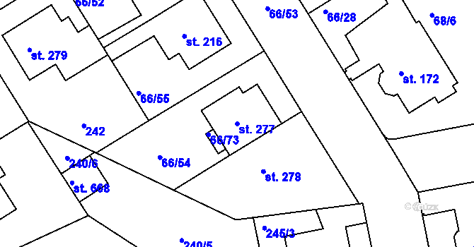 Parcela st. 277 v KÚ Lazce, Katastrální mapa
