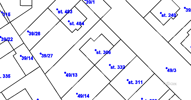 Parcela st. 306 v KÚ Lazce, Katastrální mapa