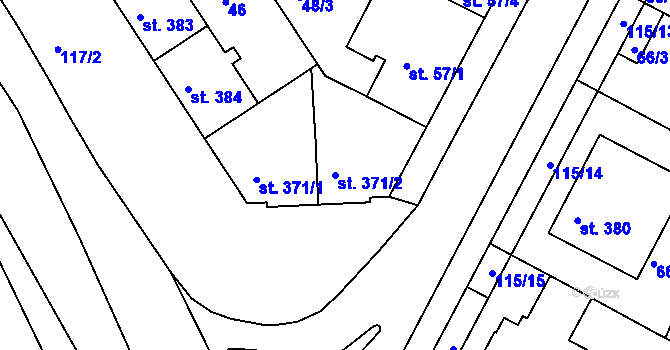 Parcela st. 371/2 v KÚ Lazce, Katastrální mapa