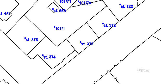 Parcela st. 373 v KÚ Lazce, Katastrální mapa