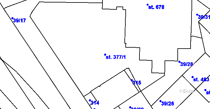 Parcela st. 377/1 v KÚ Lazce, Katastrální mapa