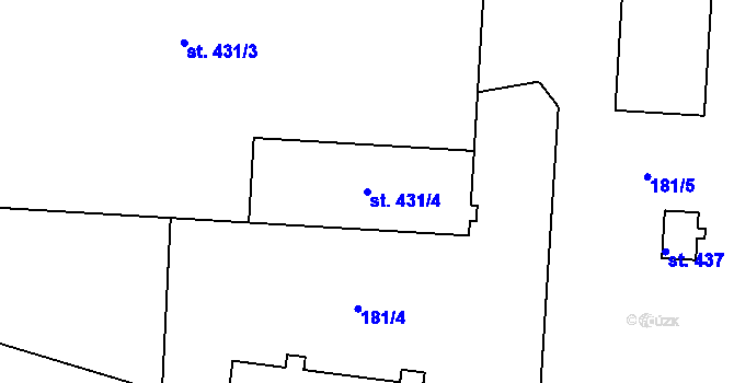 Parcela st. 431/4 v KÚ Lazce, Katastrální mapa