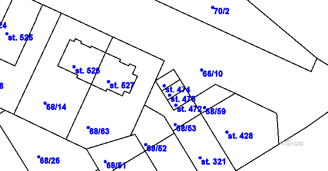 Parcela st. 474 v KÚ Lazce, Katastrální mapa