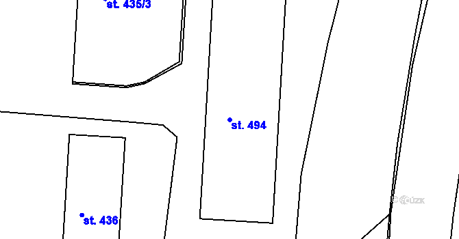 Parcela st. 494 v KÚ Lazce, Katastrální mapa