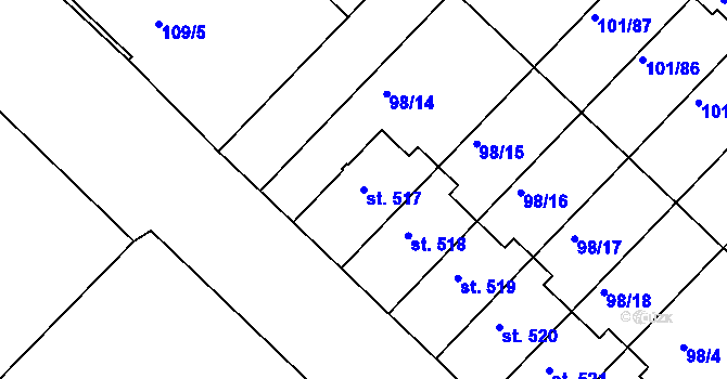 Parcela st. 517 v KÚ Lazce, Katastrální mapa