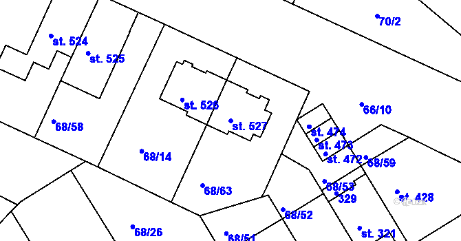 Parcela st. 527 v KÚ Lazce, Katastrální mapa