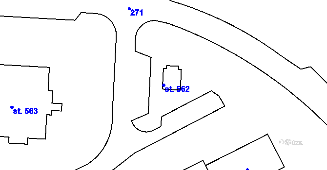 Parcela st. 562 v KÚ Lazce, Katastrální mapa