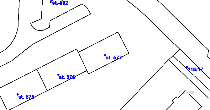 Parcela st. 577 v KÚ Lazce, Katastrální mapa