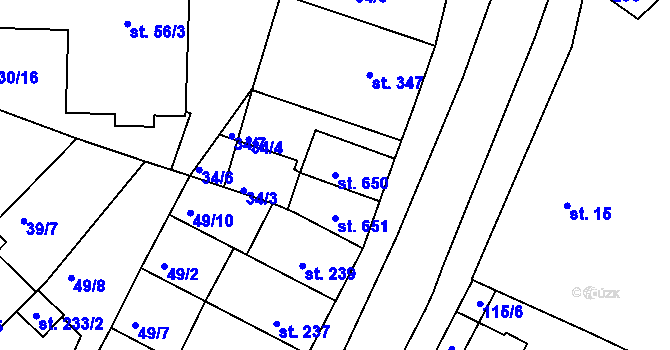 Parcela st. 650 v KÚ Lazce, Katastrální mapa