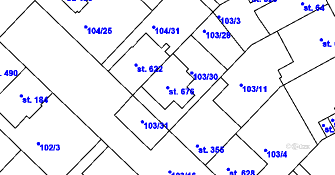 Parcela st. 676 v KÚ Lazce, Katastrální mapa
