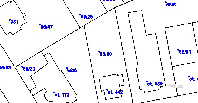 Parcela st. 68/60 v KÚ Lazce, Katastrální mapa