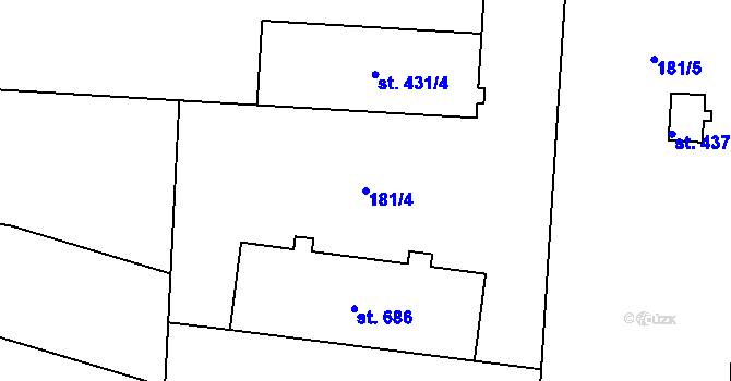 Parcela st. 181/4 v KÚ Lazce, Katastrální mapa