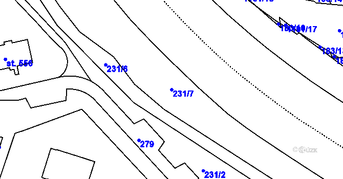 Parcela st. 231/7 v KÚ Lazce, Katastrální mapa