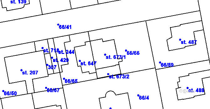 Parcela st. 673/1 v KÚ Lazce, Katastrální mapa