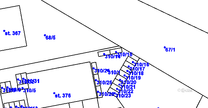 Parcela st. 310/14 v KÚ Lazce, Katastrální mapa