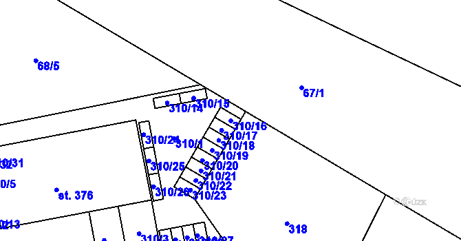 Parcela st. 310/16 v KÚ Lazce, Katastrální mapa