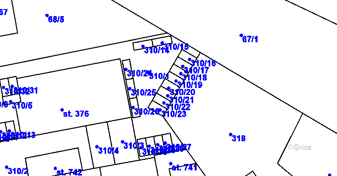 Parcela st. 310/20 v KÚ Lazce, Katastrální mapa