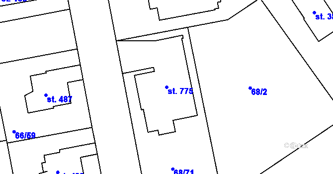 Parcela st. 775 v KÚ Lazce, Katastrální mapa